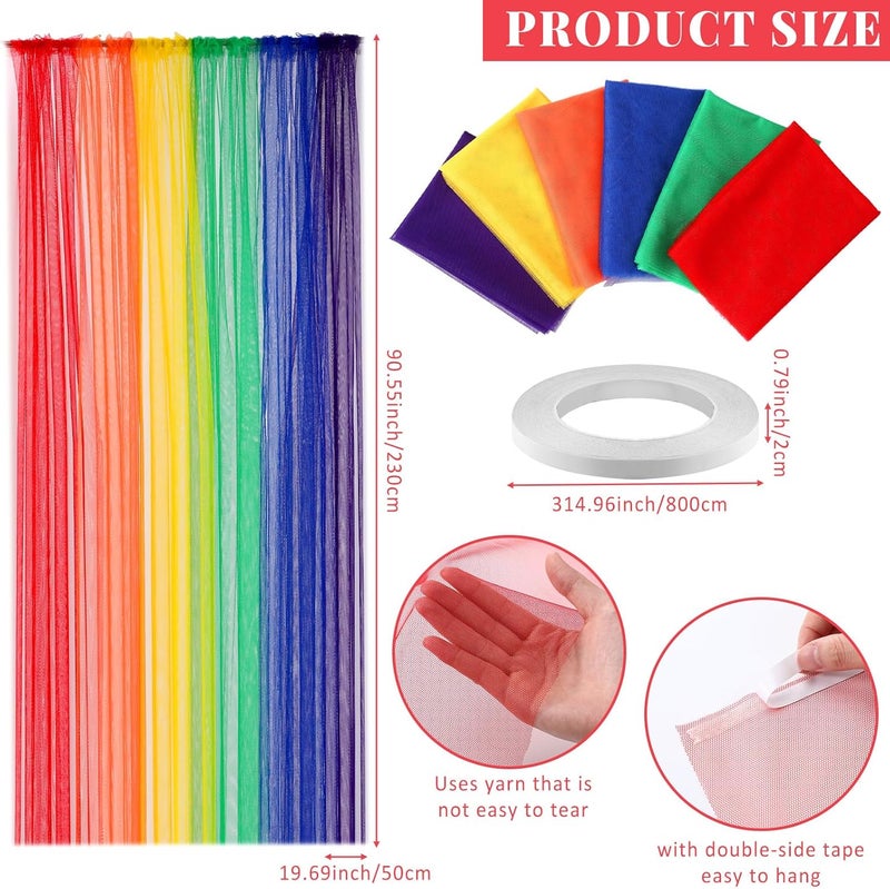 Threlaco 8 Pcs 20 x 91 Inch Rainbow Classroom Wall Decor Sheer Curtains with Clouds School Back to Classroom Preschool Decorations for First Day of School Wall Chalkboard Window Backdrop Props - Image 2